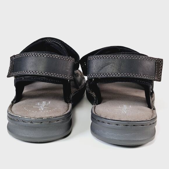 Clarks Malone Shore Black Leather Sandals Mens 10M Ultimate Comfort Collection